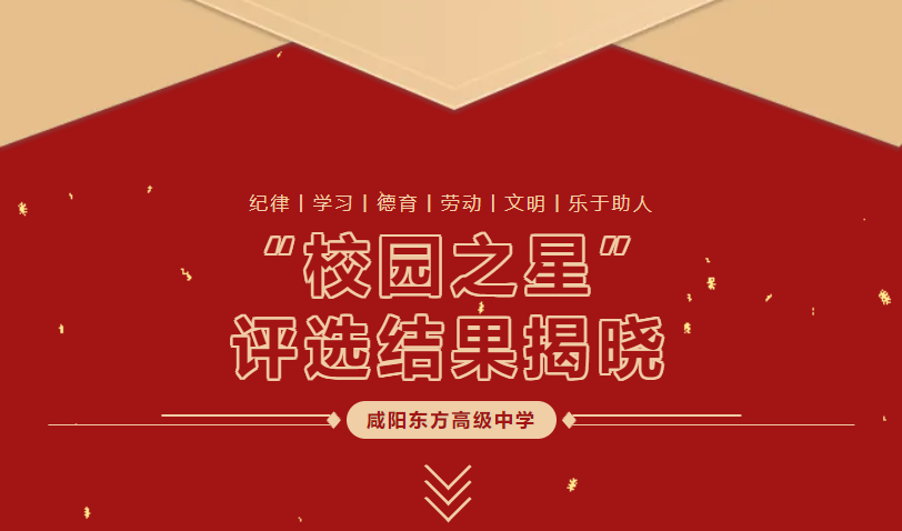 咸阳东方高级中学“校园之星”评选结果揭晓——榜样领航，筑梦青春